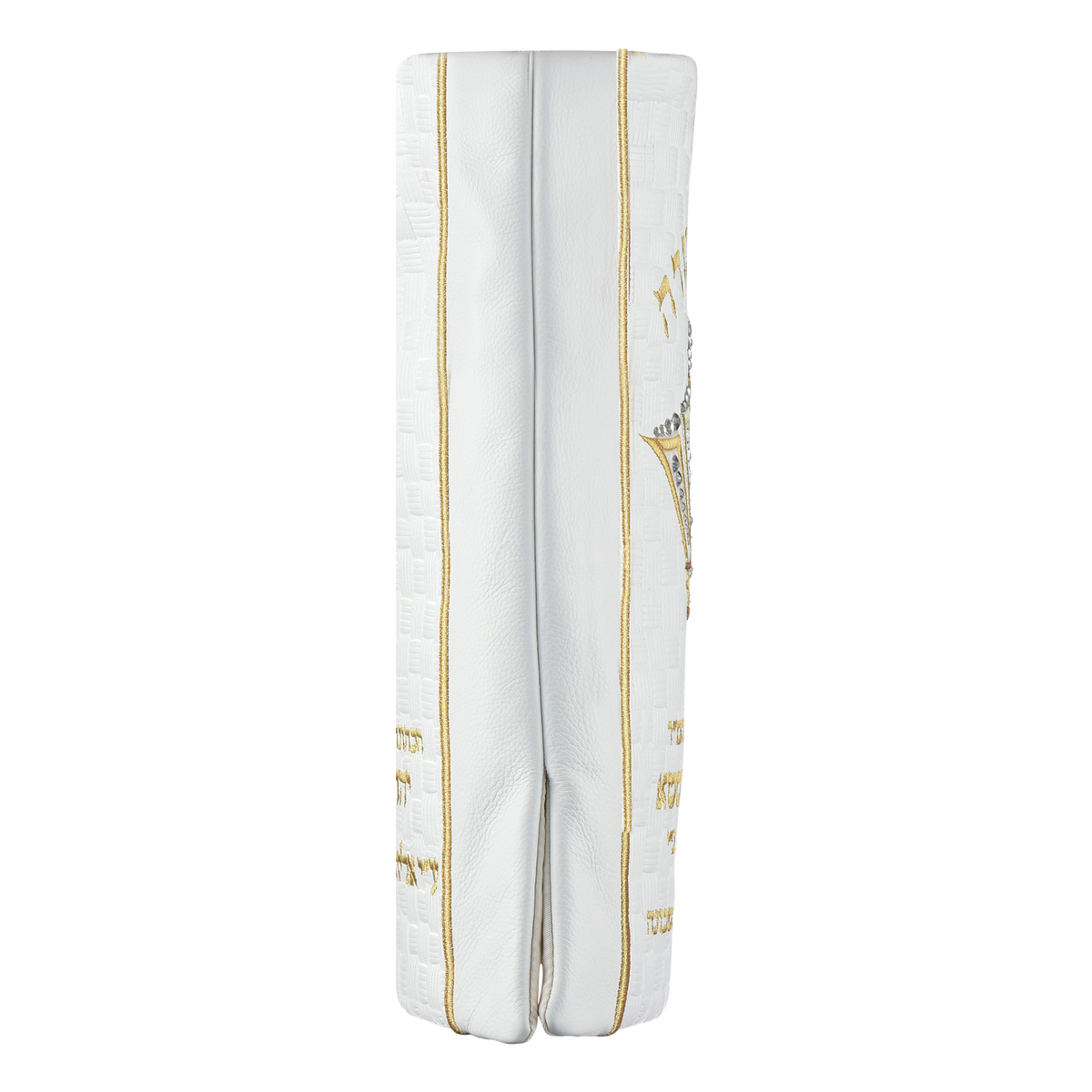Leather Torah Mantle, style 442, White — side view
