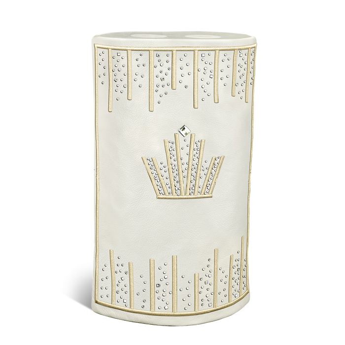 Leather Torah Mantle, style 450, White — front view