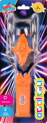 Orange LED gyro musical dreidel on a tall hanging card