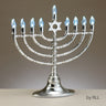Rite Lite LED Menorah with Clear Bulbs, Silvertone, Battery or USB, 11.5 Inch