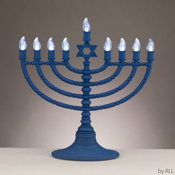Rite Lite Navy LED Menorah with Clear Bulbs, USB Cable Included
