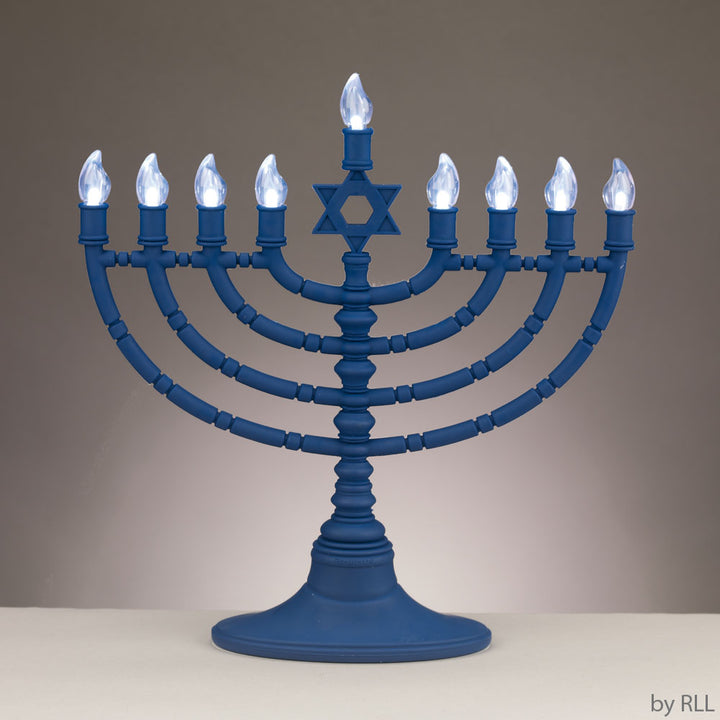 Rite Lite Navy LED Menorah with Clear Bulbs, USB Cable Included
