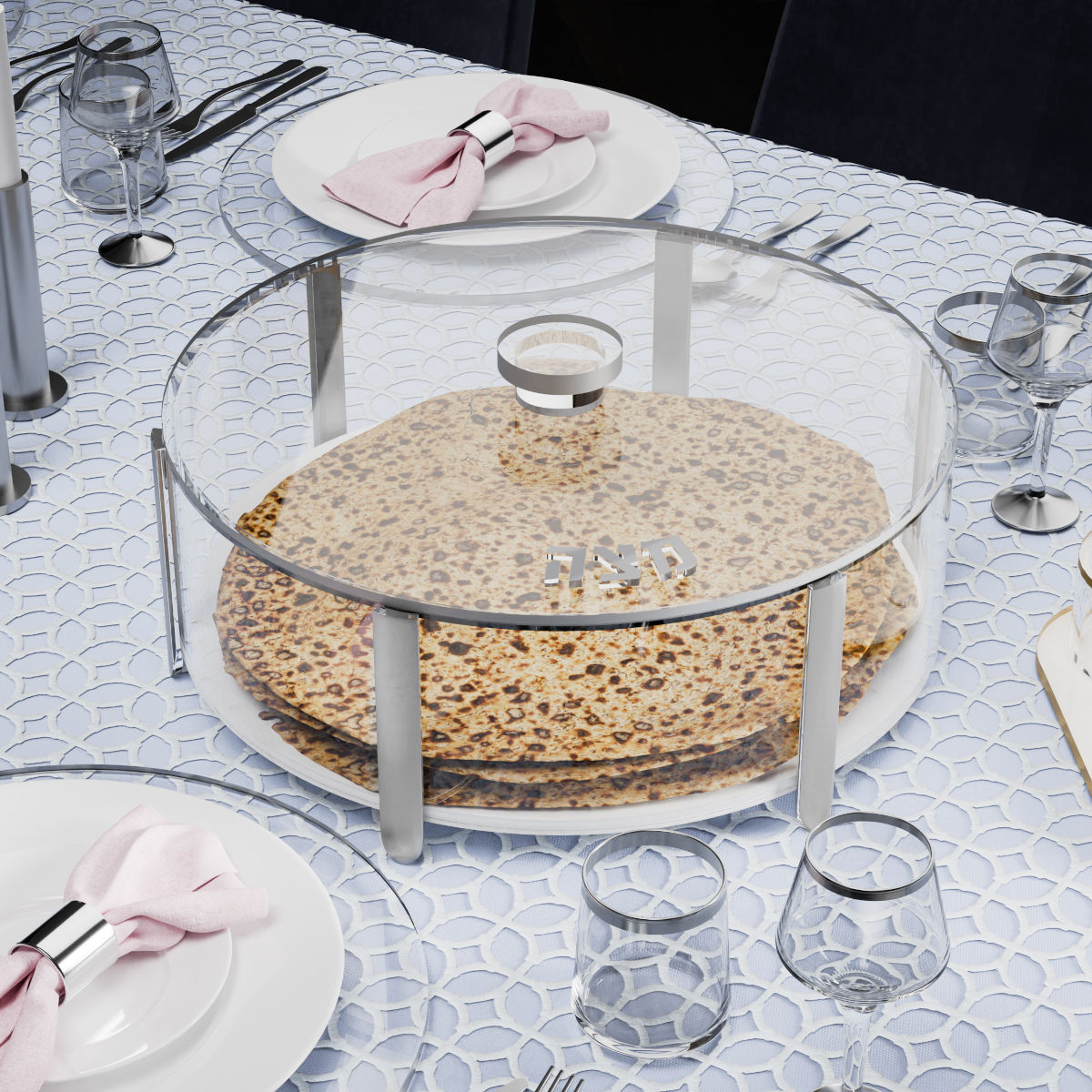 Pillar Round Matzah Box — Pesach — Pesach Judaica Decor | Judaica Square Lakewood