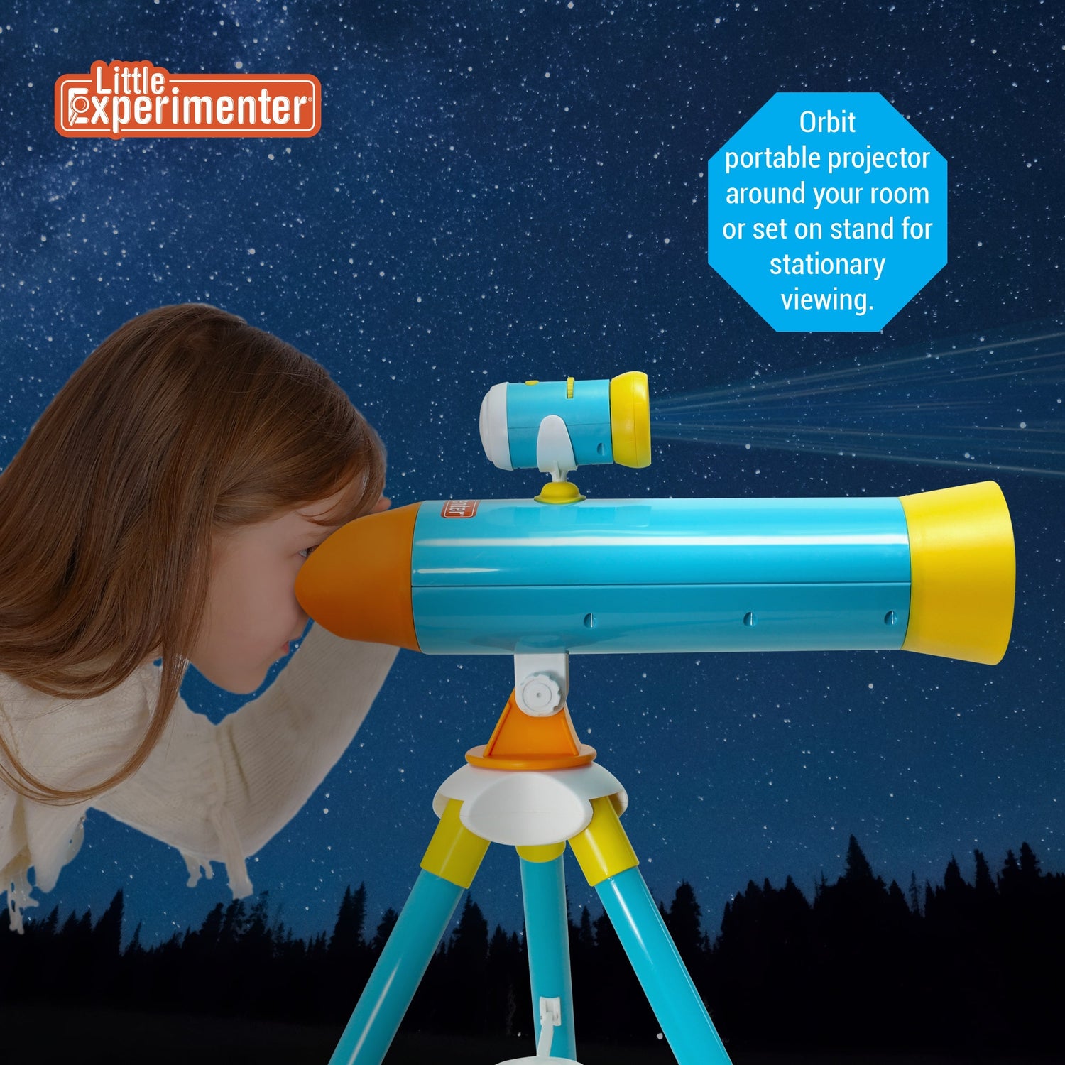 Little Experimenter 2-in-1 Kids Telescope & Projector with Tripod — space set, view 2 | Judaica Square Lakewood