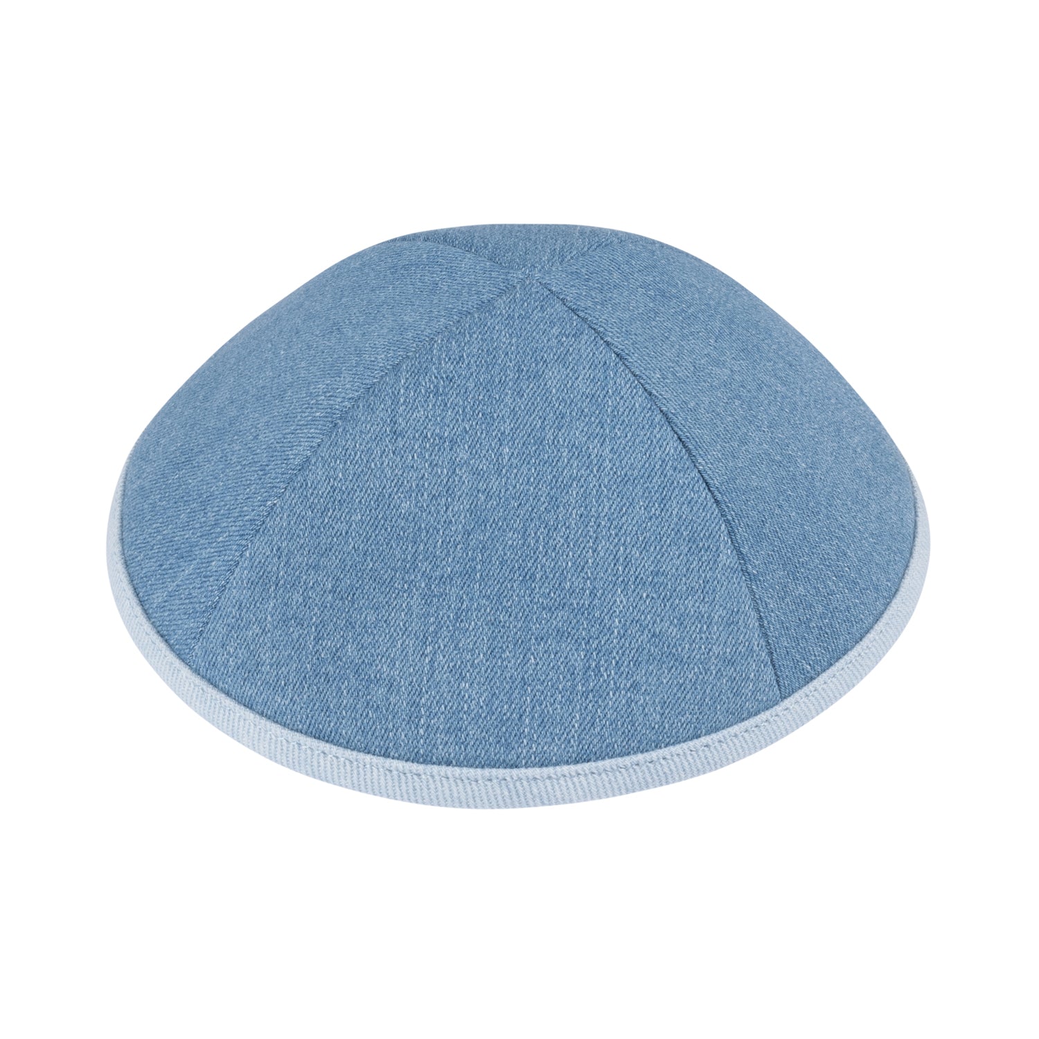Close-up of Blue Denim Kippah rim trim detail