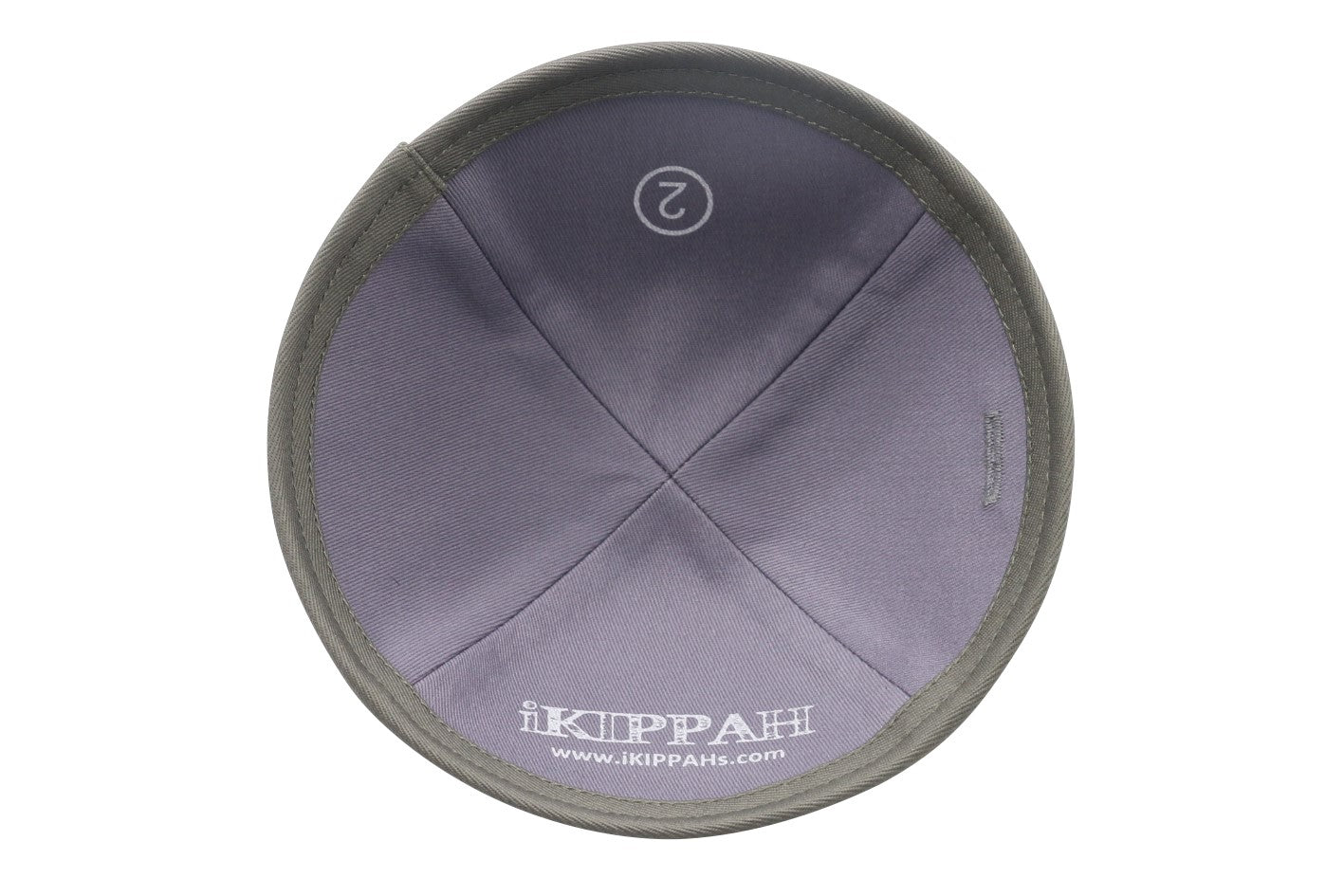 Close-up of Gray Velvet Kippah lining and stitching