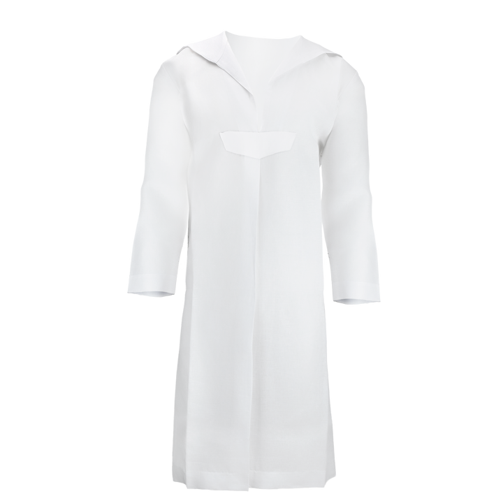Linen Tzitzis — Square Style, Large Collar, Closed Front