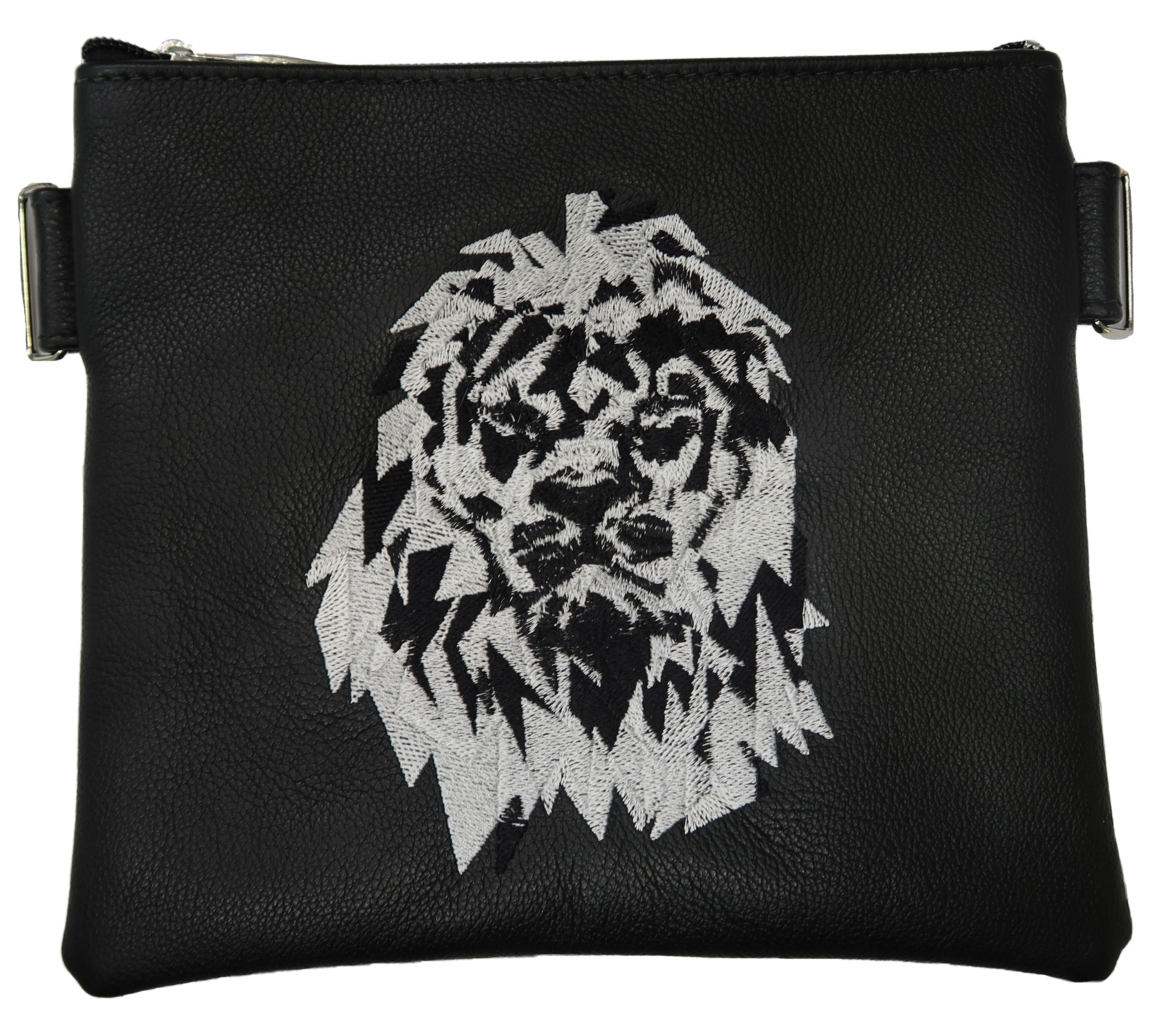 Prestige Leather Tallit & Tefillin Bag — Geometric & Crown Design, Legacy Collection (525K-BK4)