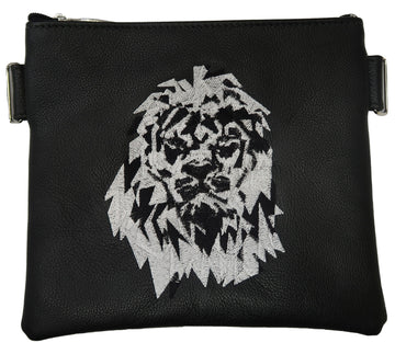 Prestige Leather Tallit & Tefillin Bag — Geometric & Crown Design, Legacy Collection (525K-BK4)