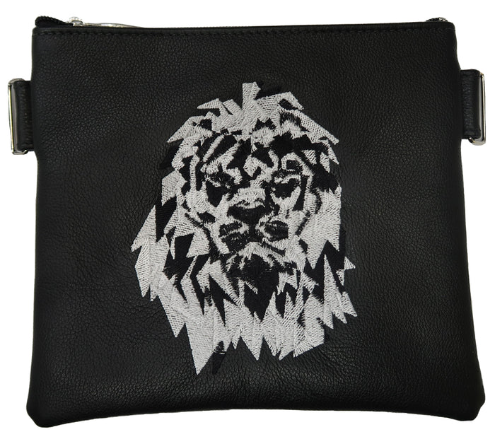 Prestige Leather Tallit & Tefillin Bag — Geometric & Crown Design, Legacy Collection (525K-BK4)