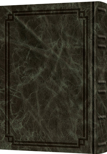 Emerald green Signature Leather cover, enlarged interlinear Tehillim of 456 pages at 7 by 10 inches