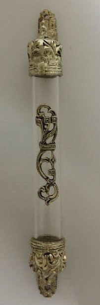 Clear Plastic Tube with Silver Crowns on Ends 10cm