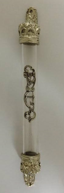 Clear Plastic Tube with Silver Crowns on Ends 12cm