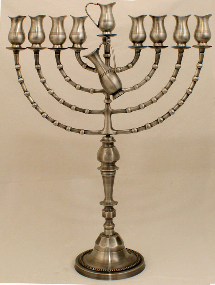 Pitchers 25" Pewter Oil Menorah (M-225-P)