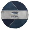 Prestige Leather Matzah Cover — Geometric Design, Premier Collection (MA755-SI)