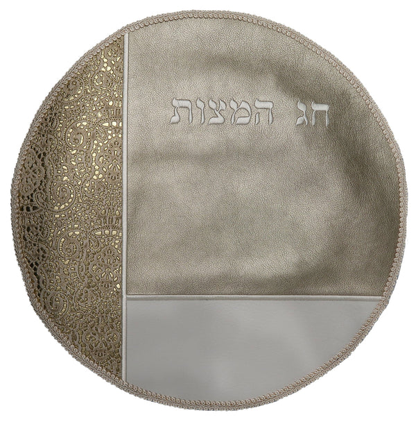 Prestige Custom Leather Matzah Cover — Colorblock Design (MA720-GO)