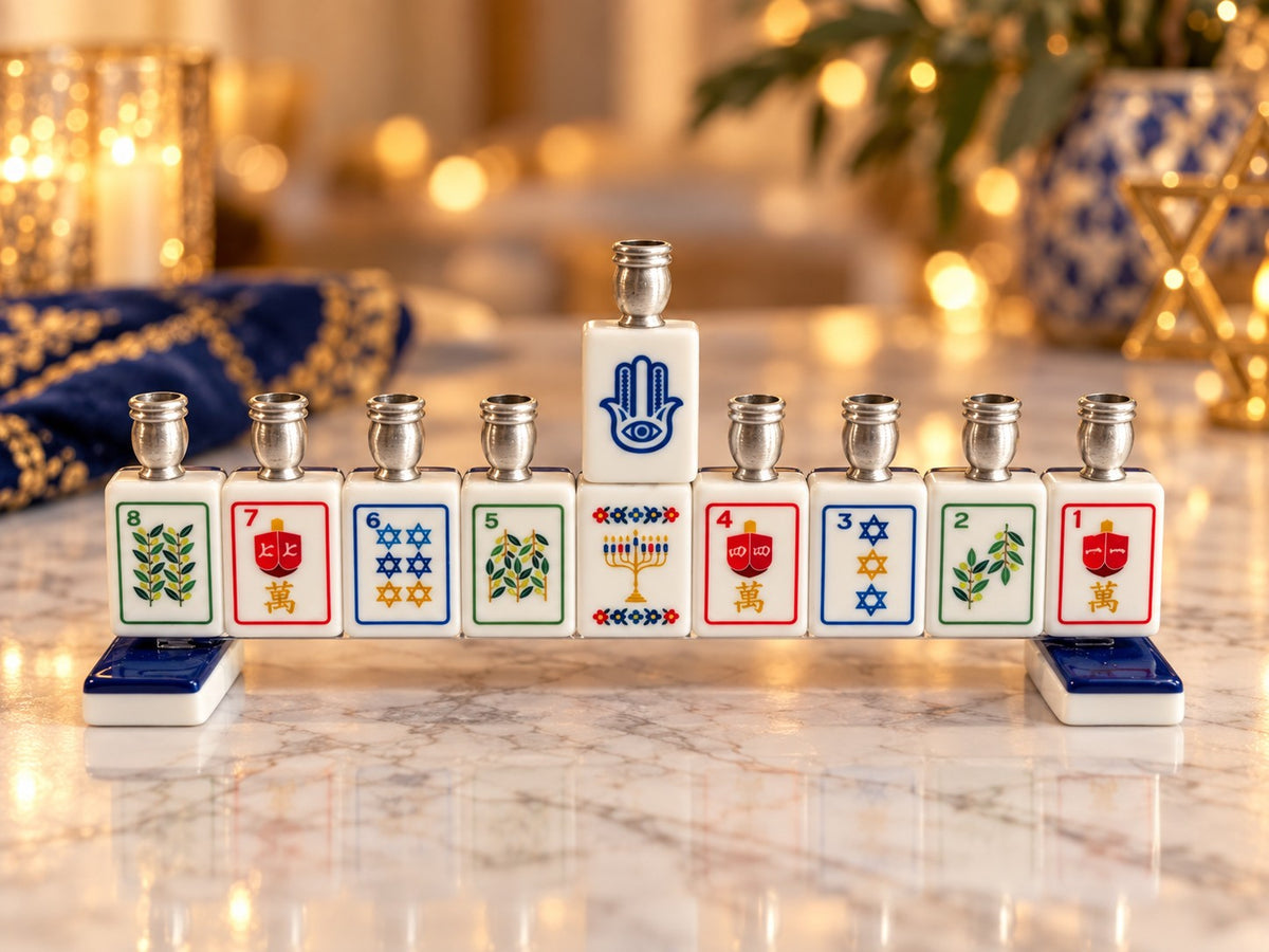 Mahjong tile menorah, view 4