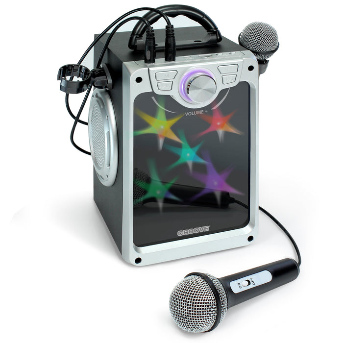 Croove Pop Box Kids Karaoke Machine, Black - 2 Mics & Disco Lights — product view