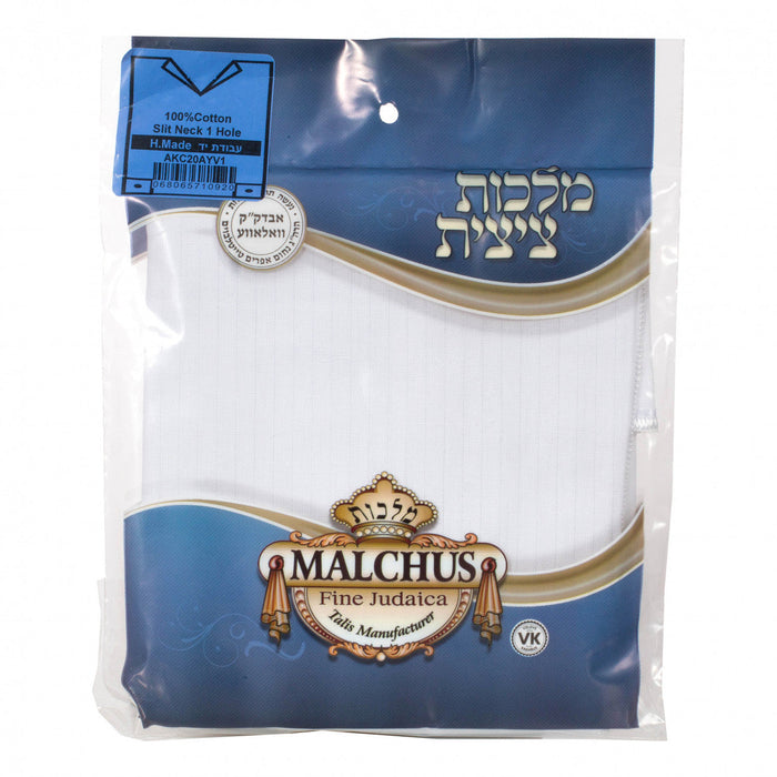 Front of Malchut adult cotton V-neck 1-hole Ashkenaz tzitzis package