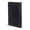 Black Malchut antique leather Zemiros Hameforash, design 1567, angled front view