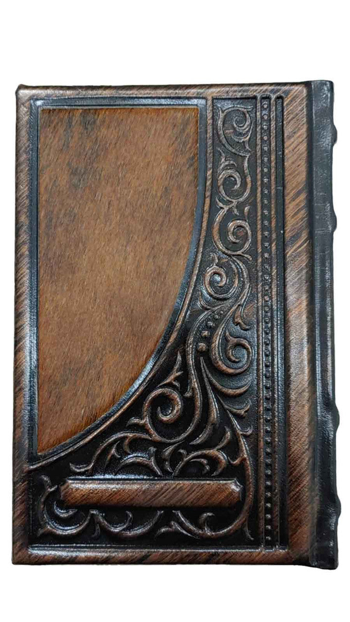 Alternate view of antique bronze leather Oiz VeHudar machzor set with fur, design 1547
