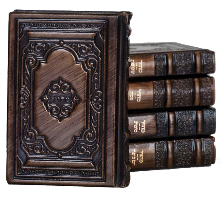 Malchut antique bronze leather Kaftor for Kallahs machzor set, design 1537