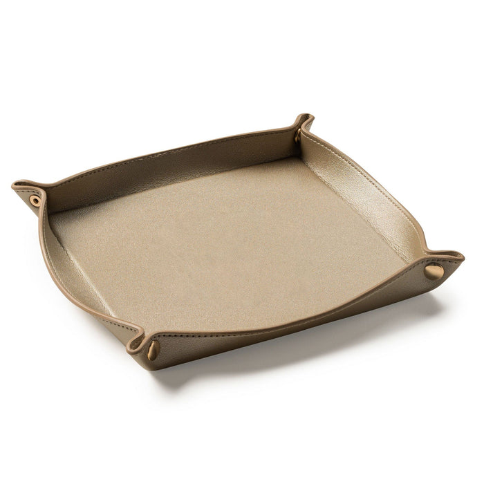 Gold plain faux leather napkin holder and trinket tray