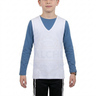 Boy modeling white Malchut PerfTzit V-neck cotton tzitzis with strings