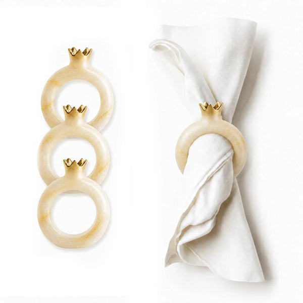 Waterdale Pomegranate Napkin Rings — Resin Set of 4 | Judaica Square Lakewood