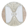 Royaume round matzah cover with embroidered Pesach lettering