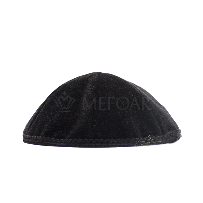 Black velvet kippah by Mefoar Judaica, representative of set-of-10 options