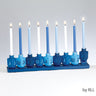 Rite Lite Blue Dreidels Hand Painted Resin Menorah, 11.5 x 2.5 Inch