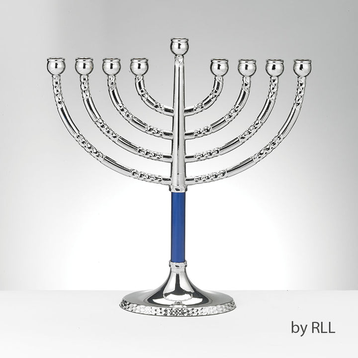 Rite Lite Classic Elegance Menorah with Hammered Blue Accents, 7 x 8 Inch