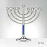 Rite Lite Classic Elegance Menorah with Hammered Blue Accents, 7 x 8 Inch