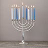 Rite Lite Classic Elegance Menorah with Hammered Accents, Silvertone Plated Aluminum, 7 x 8 Inch