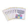 Ten menorah craft cards with yellow borders and a sheet of colored dot stickers