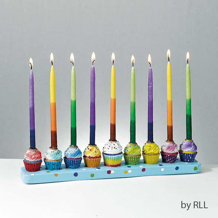 Rite Lite Hand Painted Resin Cupcakes Menorah, 12 x 2 Inch