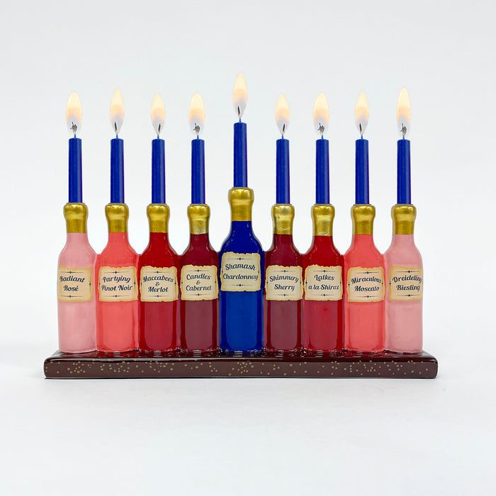 Rite Lite Fine Wines Hand Painted Ceramic Menorah, 11.5 x 6 Inch