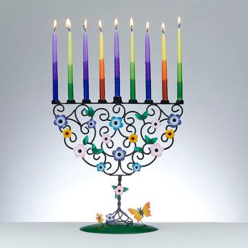 Rite Lite Flowering Tree of Life Hand-Crafted Metal Menorah, 10 x 10 Inch