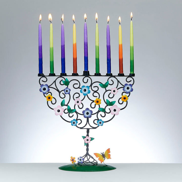 Rite Lite Flowering Tree of Life Hand-Crafted Metal Menorah, 10 x 10 Inch