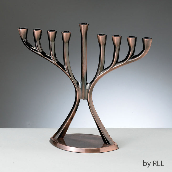 Rite Lite Aluminum Modern Menorah, Antique Copper Finish, 9 x 9 Inch