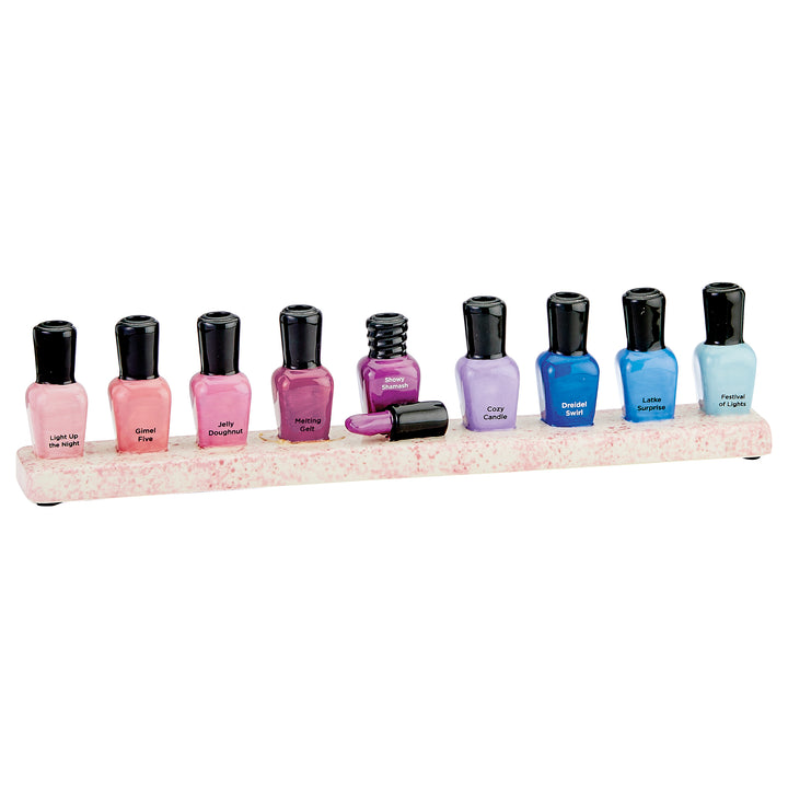 Rite Lite Hand Painted Ceramic Nail Polish Menorah, 12 x 3 Inch