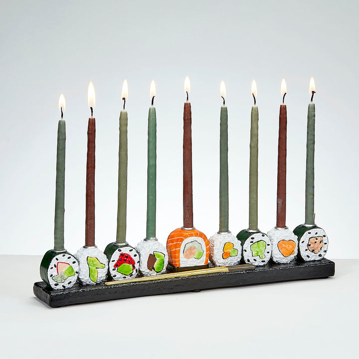 Rite Lite Hand Painted Resin Sushi Menorah, 12 x 2.5 Inch