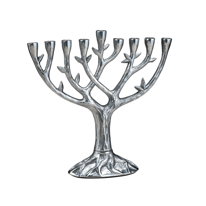 Rite Lite Textured Tree of Life Menorah, Antiqued Aluminum, 8.5 Inch High