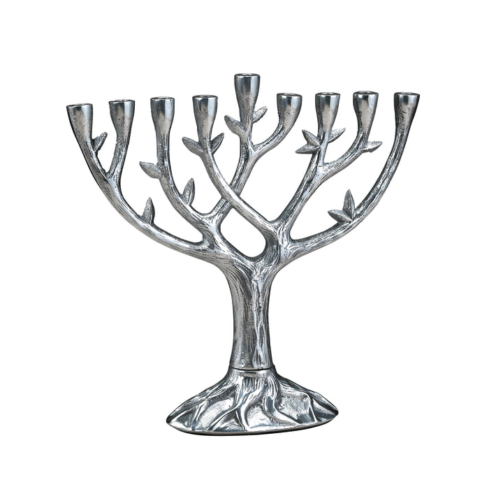 Rite Lite Textured Tree of Life Menorah, Antiqued Aluminum, 8.5 Inch High