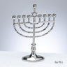 Rite Lite Traditional Polished Silvertone Menorah, Aluminum, 7 x 9 Inch