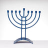 Rite Lite Traditional Steel Menorah, Matte Slate Blue Finish, 8 x 9 Inch