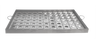 Rectangular metal tray with 76 circular mini tealight positions