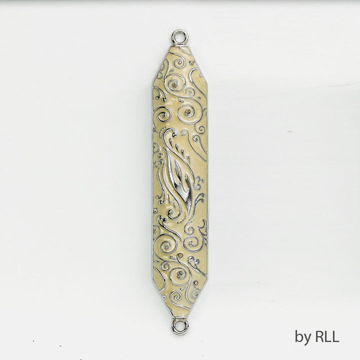 Rite Lite Ivory Swirls Enameled Mezuzah with Rhinestones-5