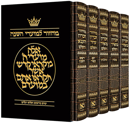 Machzor Hebrew-Only Ashkenaz with Hebrew Instructions - 5 Vol. Slipcased Set Alligator Leather — Leather | Judaica Square